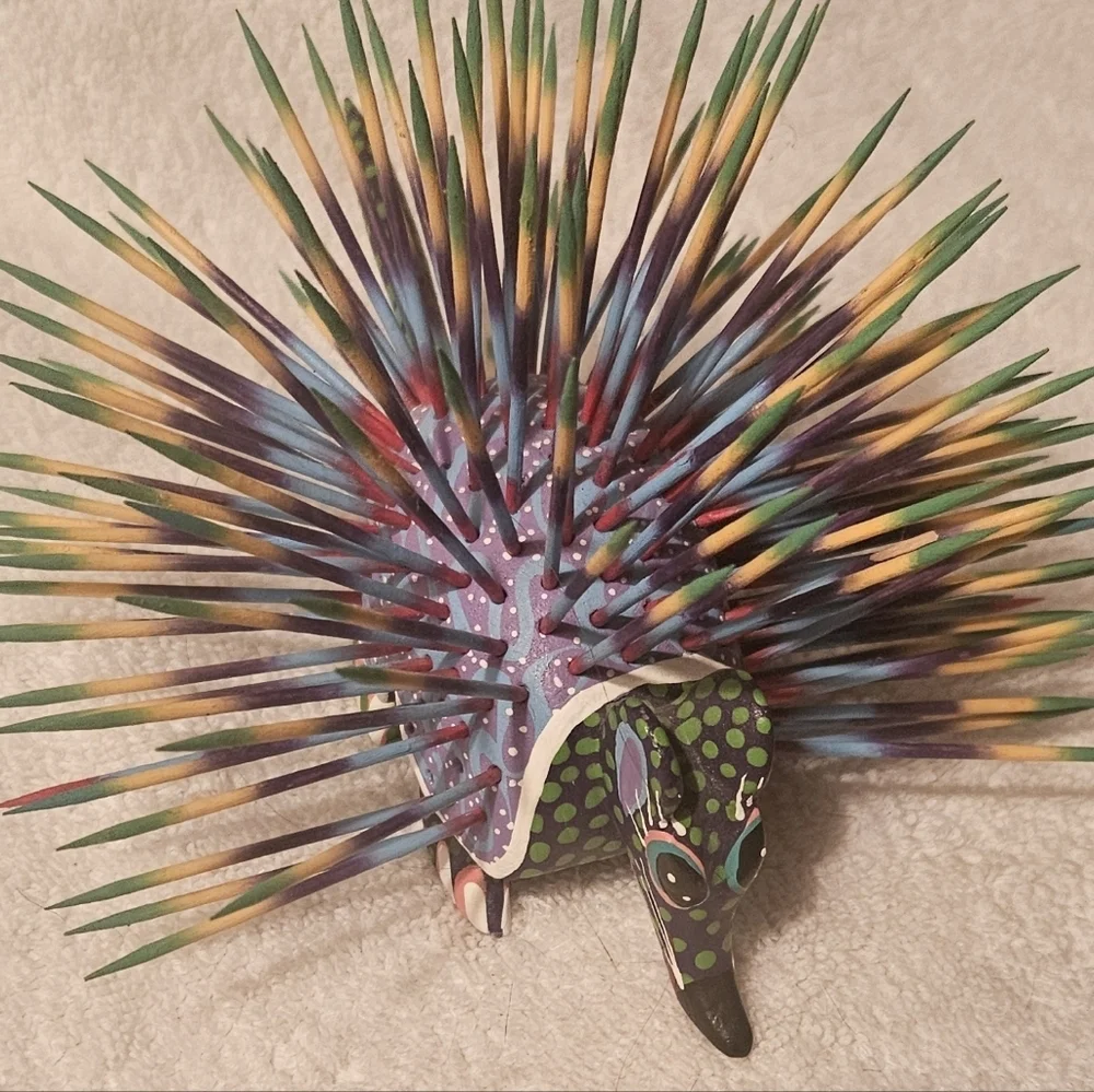 Hand Crafted Oaxacan Mexican Large Alebrije Wood Porcupine Colorful  Beautiful - Picture 6 of 6